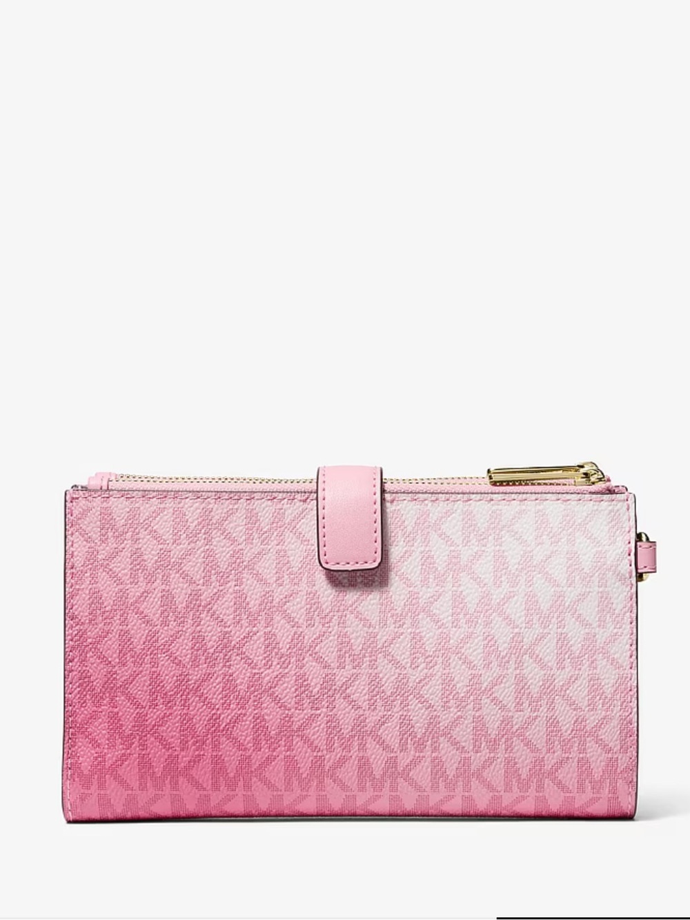 MICHAEL KORS Pink Signature Ombre Double Zip Wristlet Wallet Carnation - Picture 3 of 9